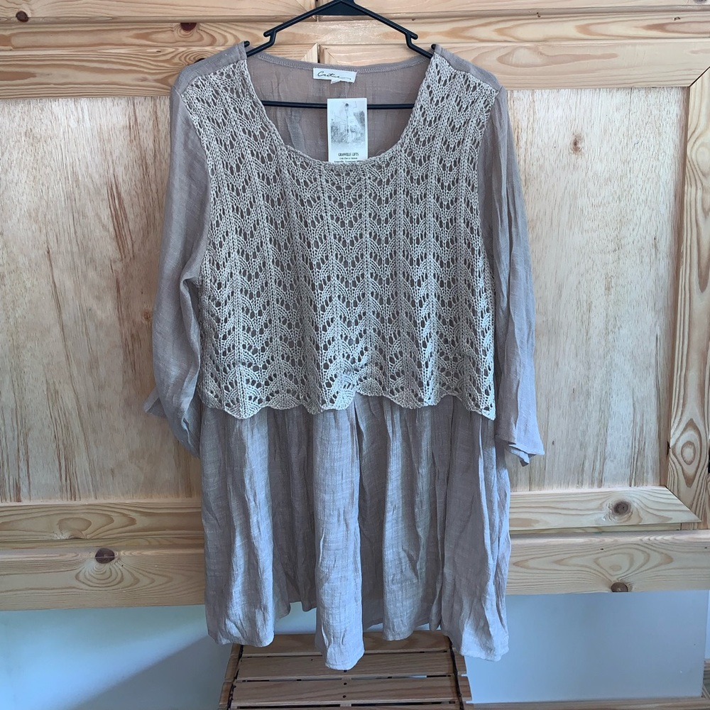 Cactus NWT crochet front dressy boho minimalist shirt size L